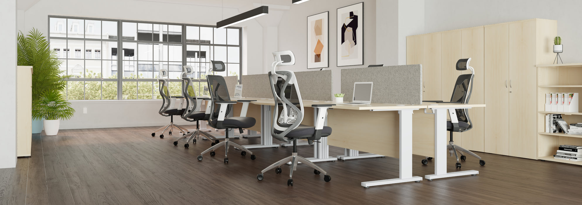 Core6 Cable Managed Narrow Cantilever Office Desks