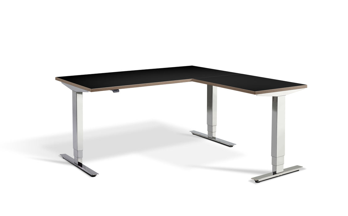 Cromo Polished Steel Height Adjustable Corner Desk