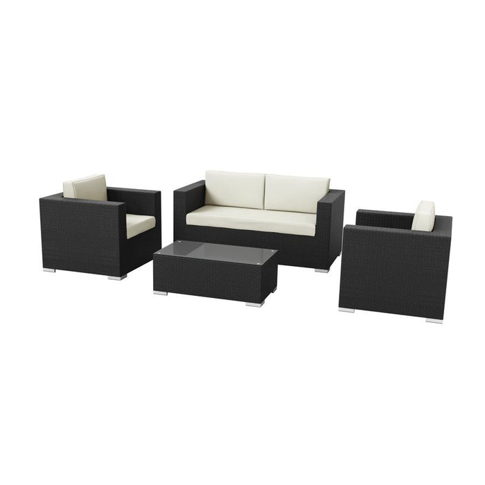 Hampton 4 Piece Sofa Set - Black
