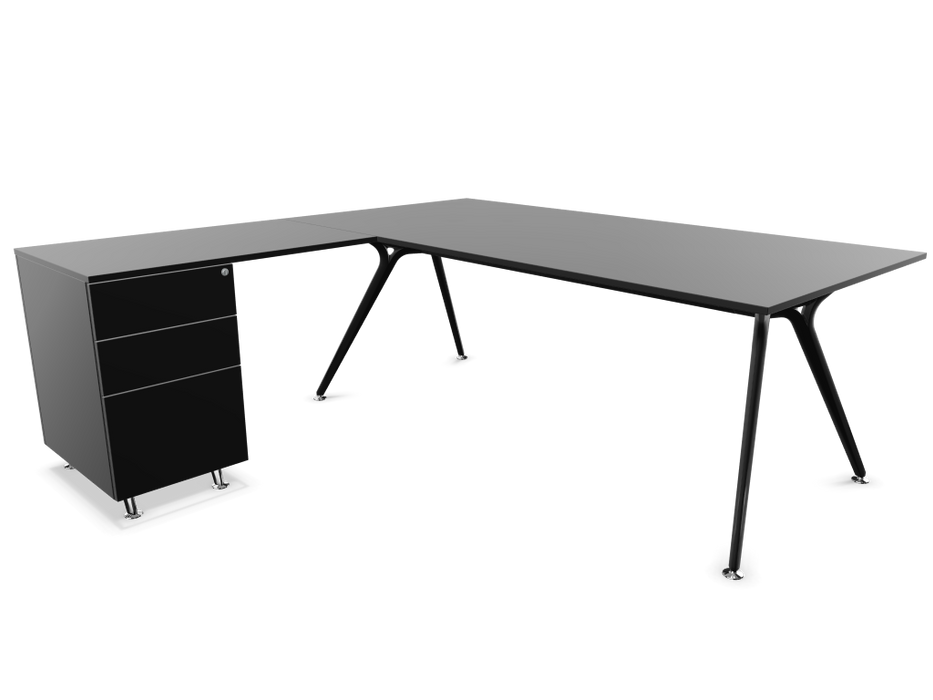 Arkitek Executive desk with supported return - Black Frame
