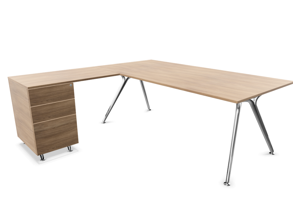 Arkitek Executive desk with supported return - Polished Frame