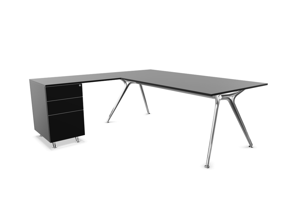Arkitek Executive desk with supported return - Polished Frame