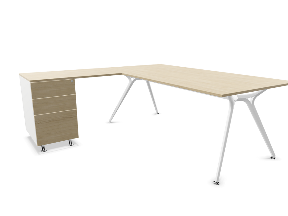 Arkitek Executive desk with supported return - White Frame
