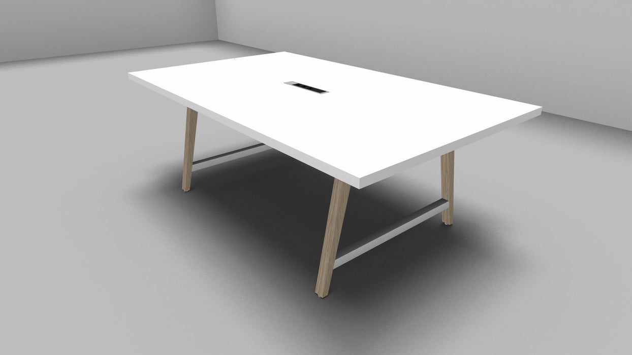 Cohesion Table Wood Leg Finish with Cable Management