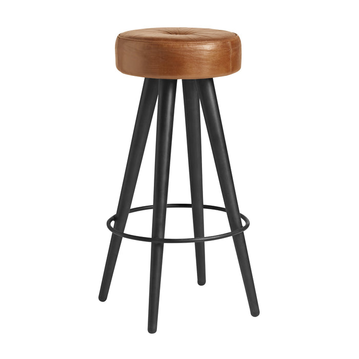 Malibu Stool - Black Metal Frame - Bruciato Tan Leather