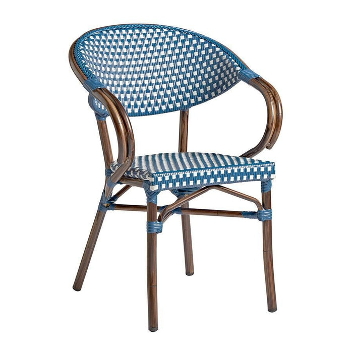 Panda Arm Chair - White & Blue Weave