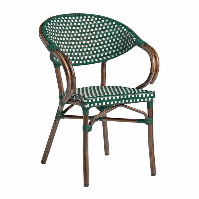 Panda Arm Chair - White & Green Weave