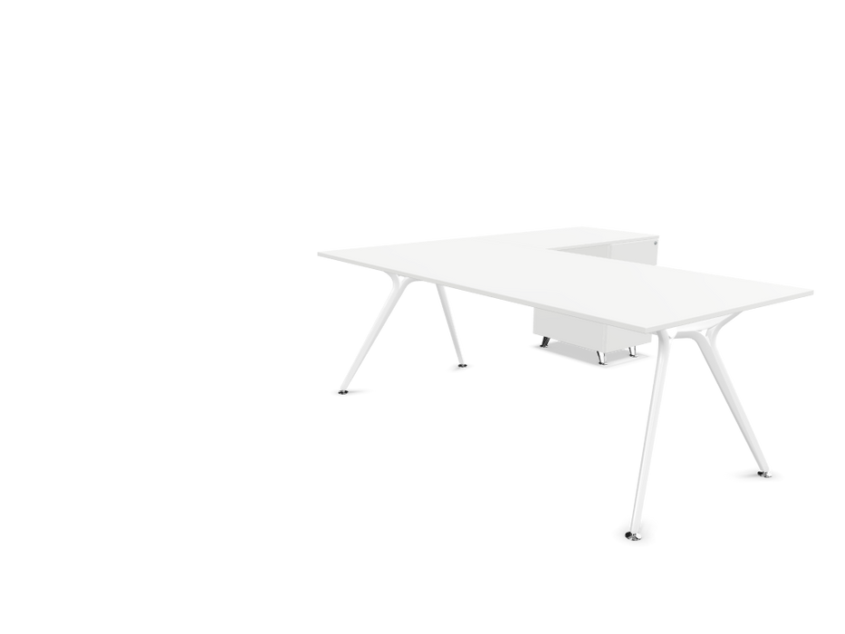 Arkitek Executive desk with supported return - White Frame