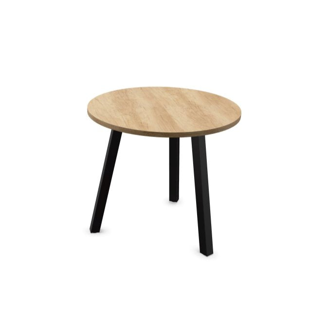 Arches Circular Meeting Table with Metal Legs Desking Buronomic Black Nebraska Oak 800mm