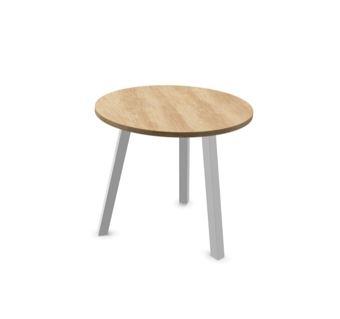 Arches Circular Meeting Table with Metal Legs Desking Buronomic White Nebraska Oak 800mm