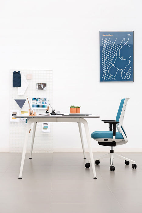 Twist Rectangular Office Desk - White Frame