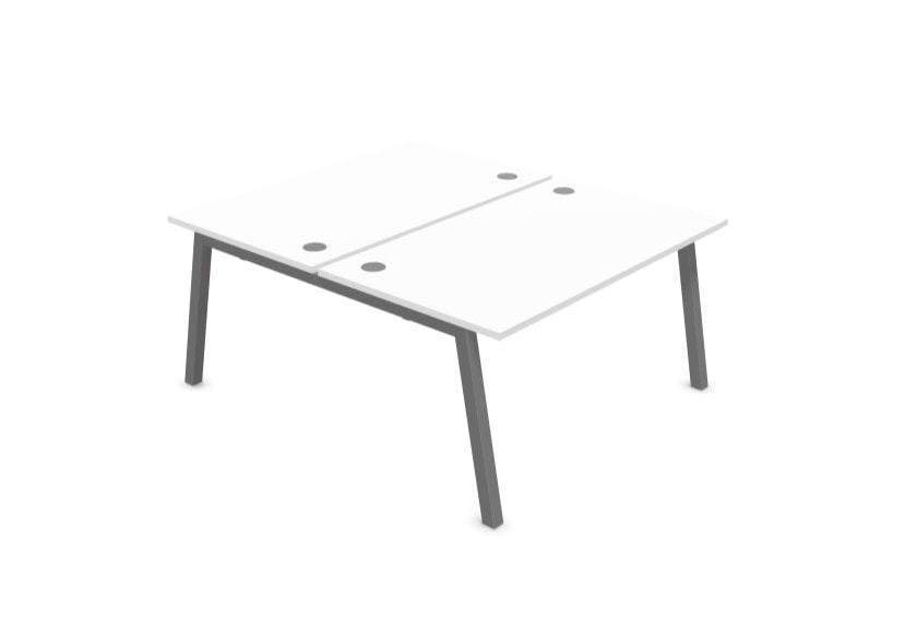 Partage Back to Back Bench Desks 1600mm Deep Desks Office Supermarket Aluminium White 1200mm x 1600mm
